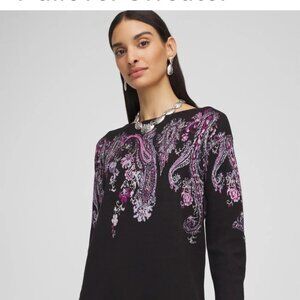 Chico's NWT Jaquard Paisley Pullover Sweater